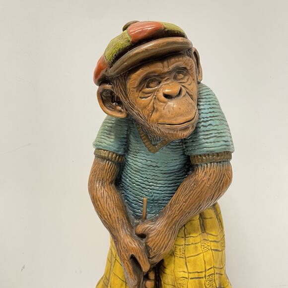 VTG 1976 Progressive Art Products 15” Chimpanzee Chimp, Not Monkey Golf Statue - Picture 2 of 9